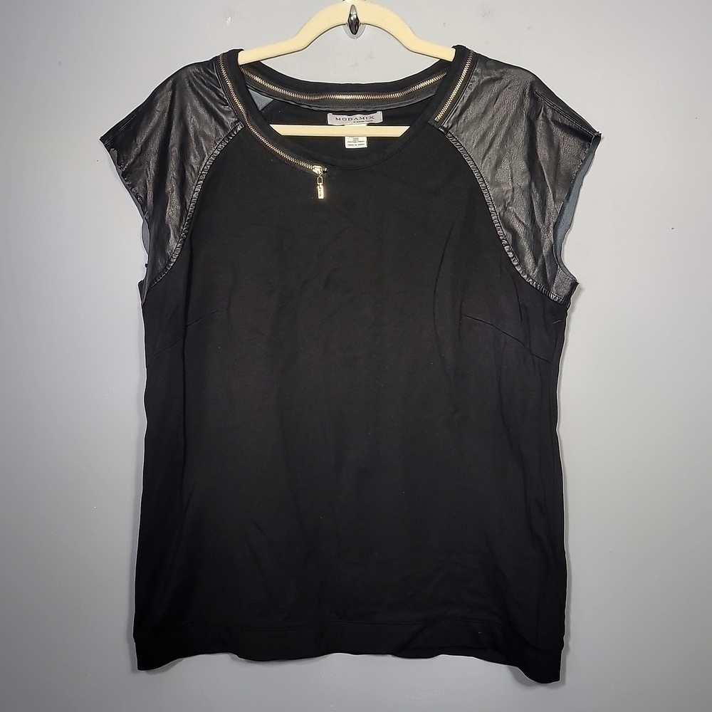 Moda Mix By Brandon Thomas Faux Vegan Leather Shirt